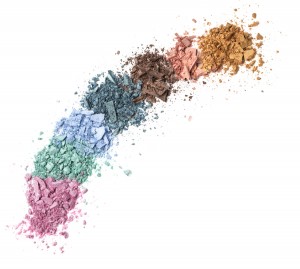close up of a make up powder on white background